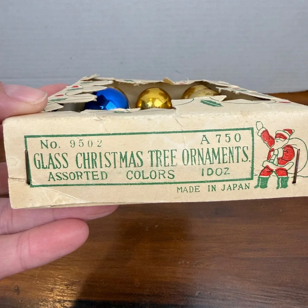 Vintage Glass Christmas Tree Ornaments Lot Commodore Japan Mixed Colors 3 Boxes